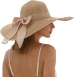 Sun Beach Hats for Women Trendy Summer Vacation Straw Hat Boho Bow Wide Brim Packable Hat