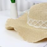 Women Breathable Summer Straw Hat Foldable UV Protection Bowknot Wide Brim Floppy Beach Sun Visor Hats - Image 2