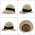 Womens Straw Sun Hat Wide Brim Foldable Panama Roll up Cap Fedora Beach Sun Hat UPF50+ - Image 2